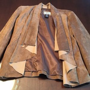 NeimanMarcus Tan Suede Waterfall Jacket Small